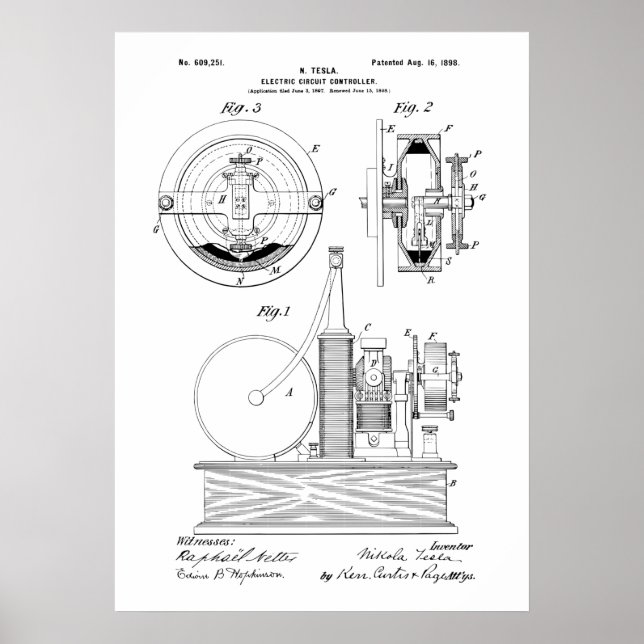 Nikola Tesla Patent Poster (Framsidan)