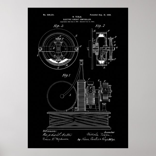 Nikola Tesla Patent Poster (Framsidan)