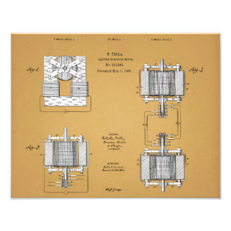 Nikola Tesla Patent Print Fototryck