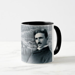 NIKOLA TESLA PORTRÄTT I SVART OCH VITT MUGG