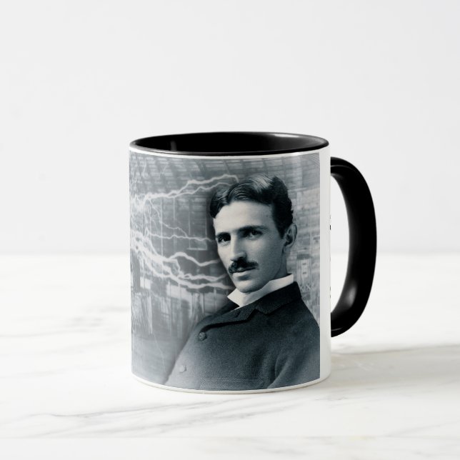 NIKOLA TESLA PORTRÄTT I SVART OCH VITT MUGG (Framsida höger)