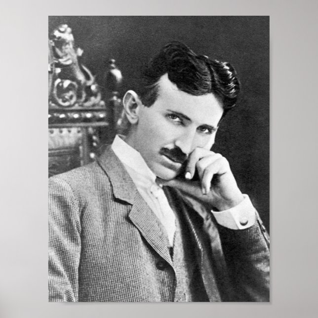 NIKOLA TESLA PORTRÄTT I SVART OCH VITT POSTER (Framsidan)