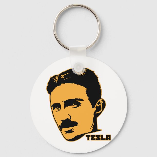 Nikola Tesla Porträtt Keychain Nyckelring (Framsida)