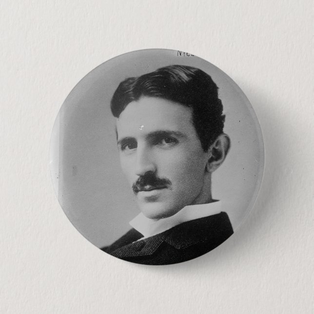 Nikola Tesla Porträtt Knapp (Framsida)