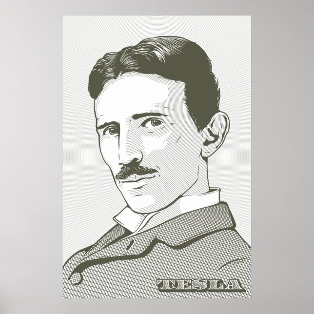 Nikola Tesla Porträtt Poster (Framsidan)