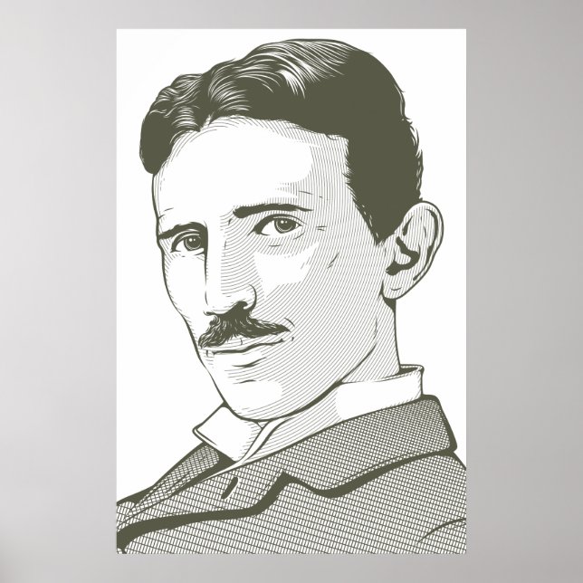 Nikola Tesla Porträtt Poster (Framsidan)