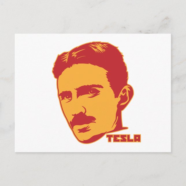 Nikola Tesla Porträtt vykort (Framsida)