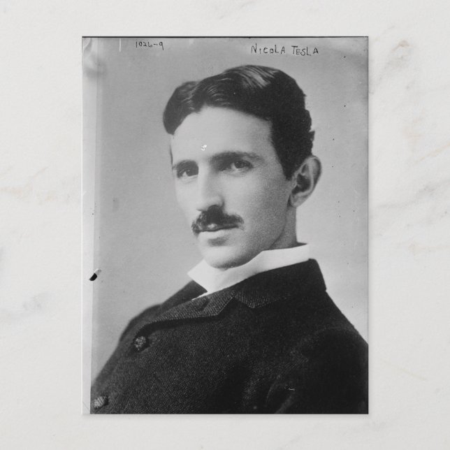 Nikola Tesla Porträtt Vykort (Framsida)