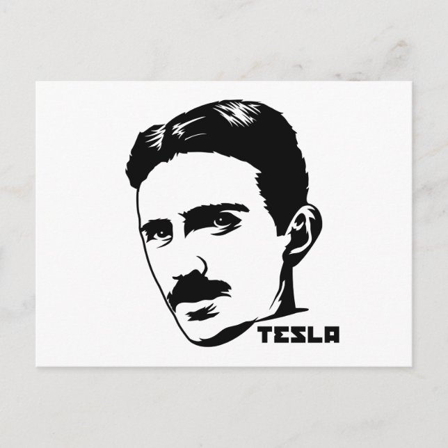 Nikola Tesla Porträtt vykort (Framsida)