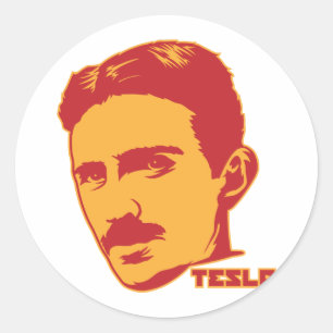 Nikola Tesla porträttklistermärke Runt Klistermärke