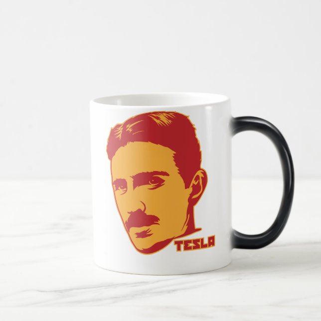 Nikola Tesla porträttmugg Magisk Mugg (Höger)