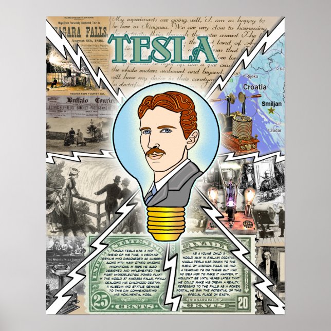 Nikola Tesla Poster Eerie Sjö Erie Officiell Merch (Framsidan)