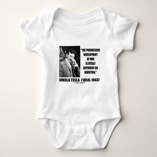 Nikola Tesla Progressive Development of Man Quote T-shirt (Framsida)