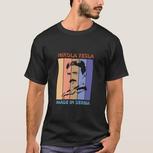 Nikola Tesla Retro Stil #2 T-Shirt (Framsida)