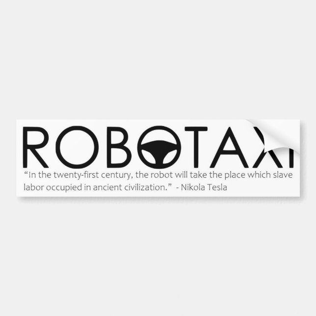 Nikola Tesla Robotaxi Bumper Sticker Bildekal (Framsidan)