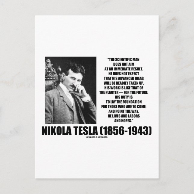 Nikola Tesla Scientific Man siktar inte omedelbart Vykort (Framsida)