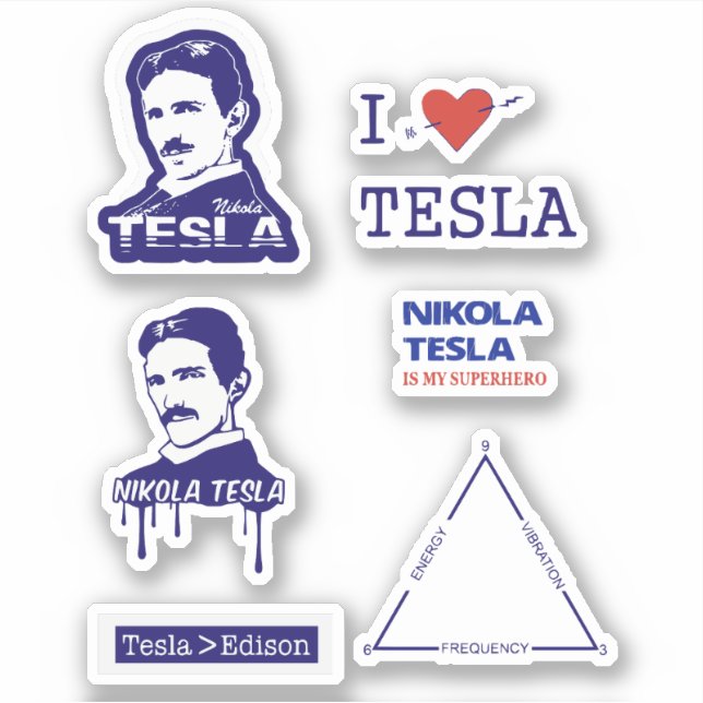 NIKOLA TESLA STICKERS KLISTERMÄRKEN (Framsida)