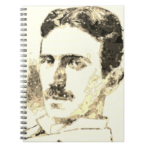 Nikola Tesla Teckning i Sepia Anteckningsbok
