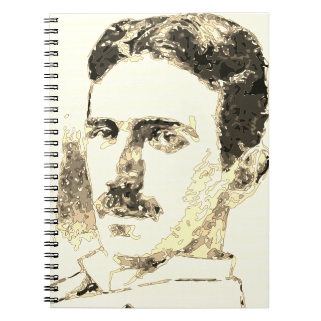 Nikola Tesla Teckning i Sepia Anteckningsbok (Framsidan)