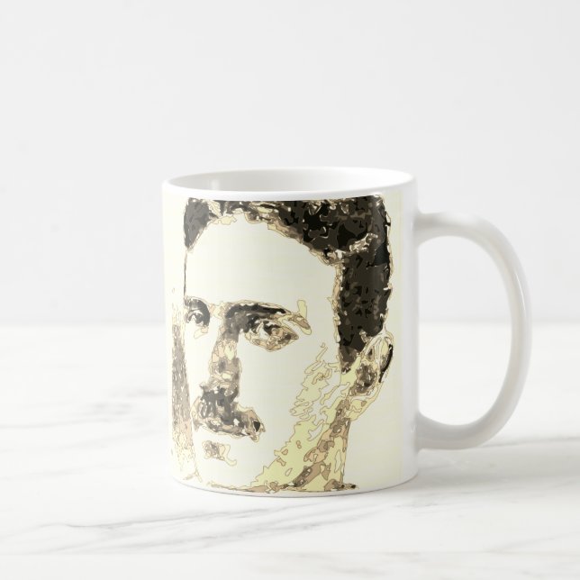 Nikola Tesla Teckning i Sepia Kaffemugg (Höger)