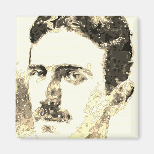 Nikola Tesla Teckning i Sepia Magnet