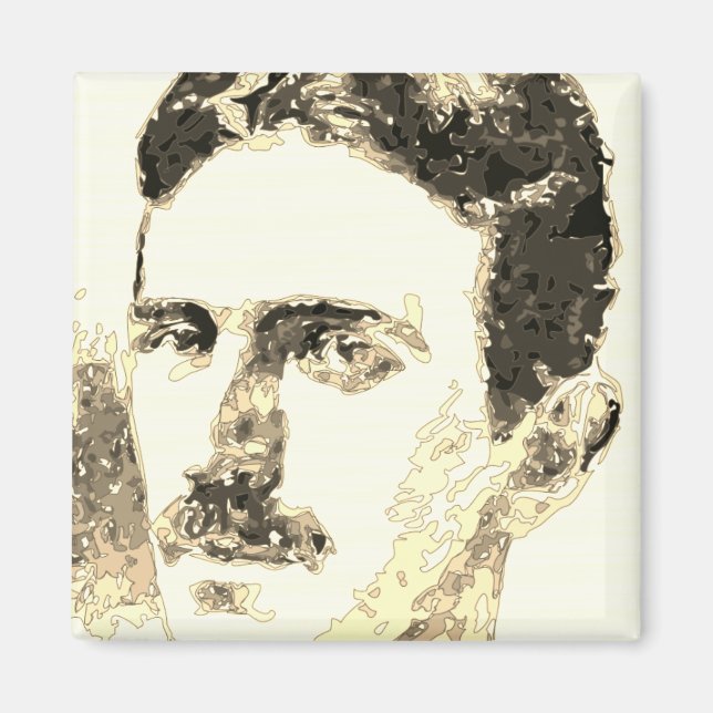Nikola Tesla Teckning i Sepia Magnet (Framsidan)