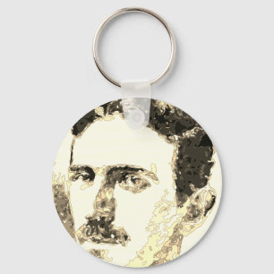 Nikola Tesla Teckning i Sepia Nyckelring