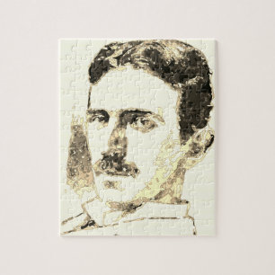 Nikola Tesla Teckning i Sepia Pussel
