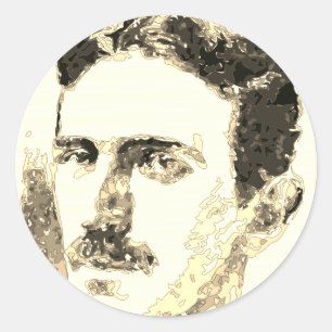 Nikola Tesla Teckning i Sepia Runt Klistermärke