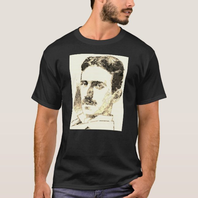 Nikola Tesla Teckning i Sepia T Shirt (Framsida)