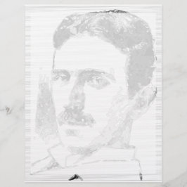Nikola Tesla Teckning in Black and White Brevhuvud