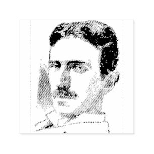 Nikola Tesla Teckning Självfärgande Stämpel