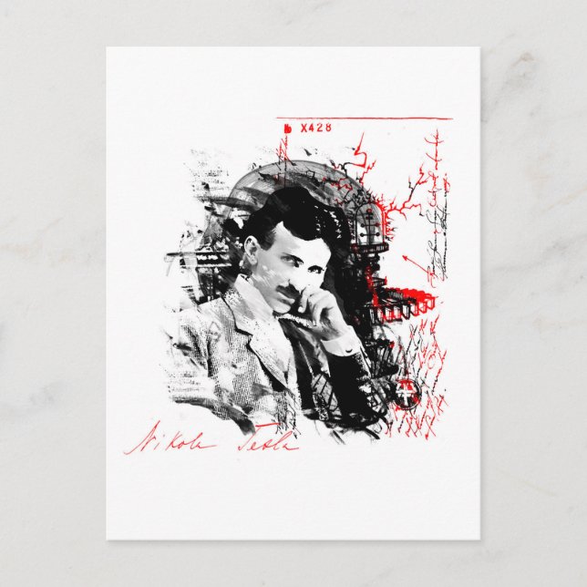 Nikola Tesla Vykort (Framsida)