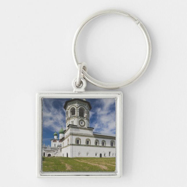 Nikola-Vyazhischi kloster Fyrkantig Silverfärgad Nyckelring (Framsidan)