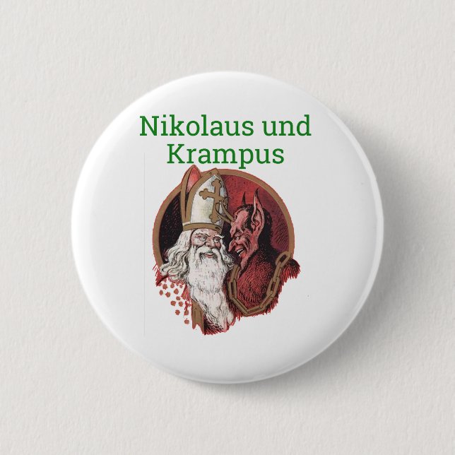 Nikolaus och Krampus tyskjul Knapp (Framsida)