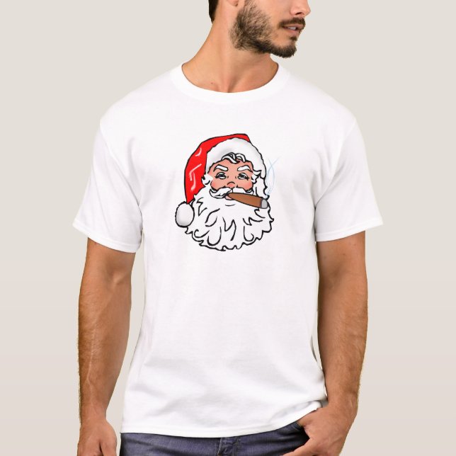 Nikolaus Weihnachtsmann Zigarre Santa Claus cigar T-shirt (Framsida)
