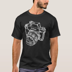 Nikon F Classic Film Camera Illustration WHITE för T Shirt