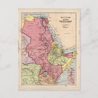 Nile Basin, Egypten Karta (1916) Vykort