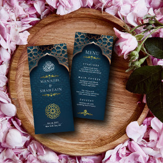 Nile Blue Islamic 3D Arch Elegant Muslim Bröllop Meny