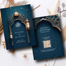 Nile Blue Islamic Arch QR Code OSA WedWedd Webbpla Tilläggskort