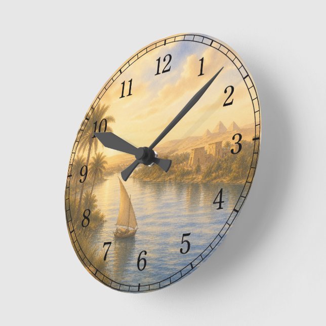 Nile River Wall Clock — Landscape Design Rund Klocka (Vinkel)