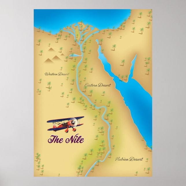 Nilen vintage stil gammal kartaffisch poster (Framsidan)