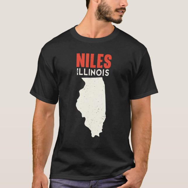 Niles Illinois USA State America Travel Illinoisan T Shirt (Framsida)