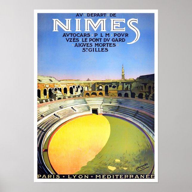 Nimes Frankrike vintage resor Poster (Framsidan)