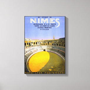 Nimes Frankrike Vintage resor Poster återställd Canvastryck