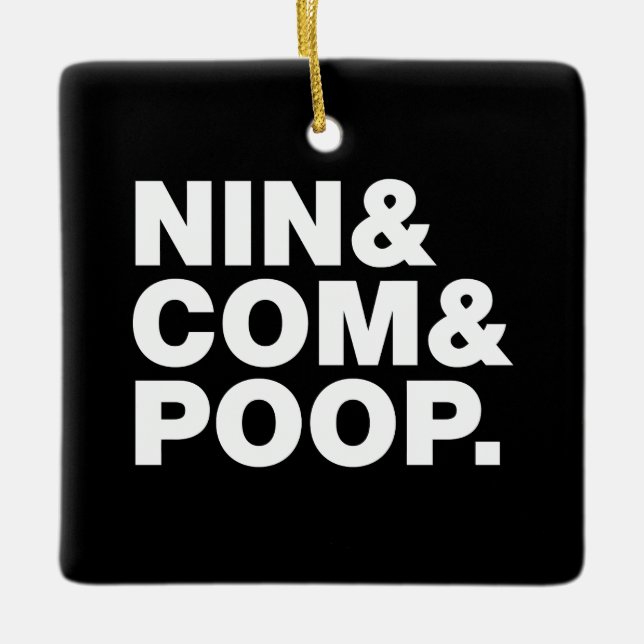 NIN & COM & POOP. Pingisboll Julgransprydnad Keramik (Framsida)
