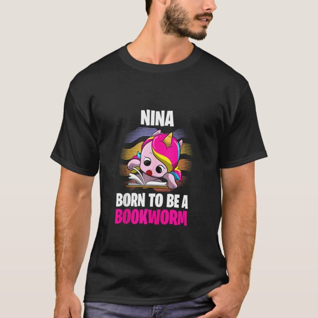 Nina Born som bokmask-Personlig T Shirt (Framsida)
