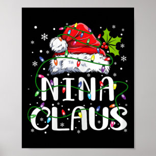 Nina Claus jul Santa Hat Matching Family Xma Poster