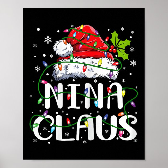Nina Claus jul Santa Hat Matching Family Xma Poster (Framsidan)
