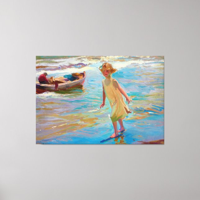 Niña en la playa, Valencia av Joaquin Sorolla 1910 Canvastryck (Framsida)